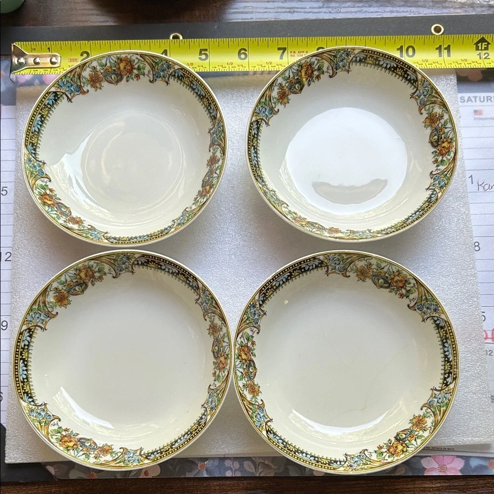 Haviland “Chanson” France Porcelain Fruit  Bowls - White with Gold Trim set of 4
